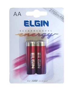 Pilha Recarregável AA Elgin 2700mah ( pequena ) com 2 unidades.