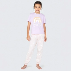 Pijama Manga Curta e Calça Spread The Love Hering Lilás - Feminino