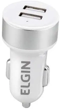 CARREGADOR VEICULAR 2 SAIDAS USB 10V BRANCO ELGIN