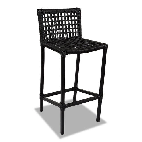 Banqueta de Corda Sintética e Alumínio com Pintura Epóxi Dourados