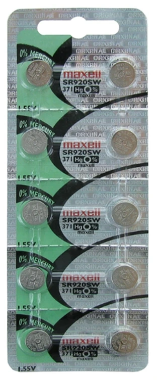 371 = 920 = 921 = 370 = G6 Maxell - 1,55V cartela c/10un.