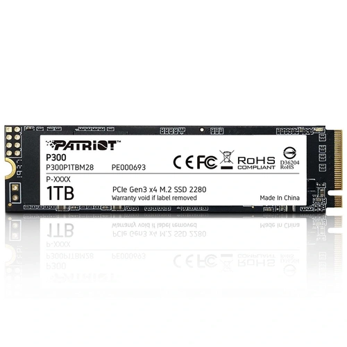 SSD Patriot P300, 1TB, M.2 NVMe 1.3, Leituras: 2100MB/s e Gravações: 1650MB/s - P300P1TBM28