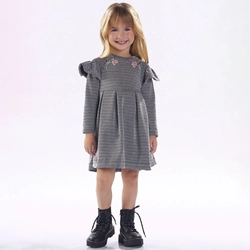 Vestido Manga Longa Bordado com Babados Kiki Xodó - Feminino