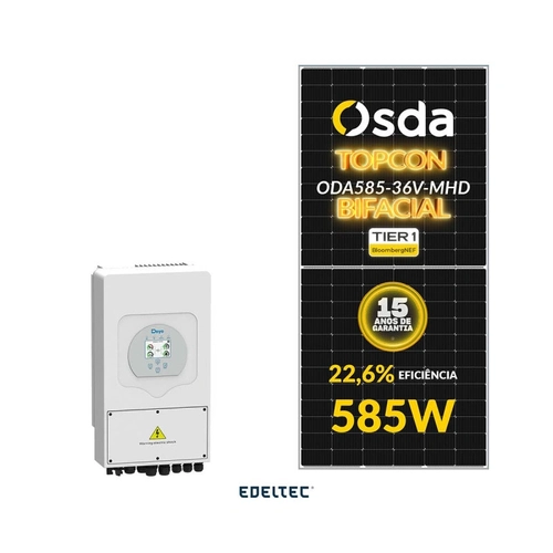 Gerador Edeltec Solar Hibrido Deye 2,34 Kwp Mon. 220v S/estrutura (5k/585w Bifacial)