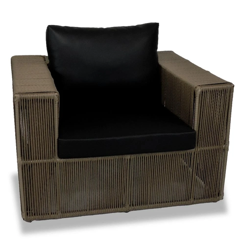 Poltrona de Corda Sintética e Alumínio Epóxi Dourados