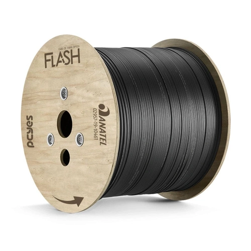 Cabo Fibra Óptica 1fo Bobina Com 1 Km Drop Flat Preto - Pn1folfsh01 Flash