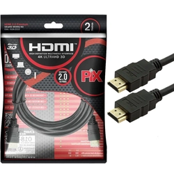 Cabo HDMI PIX 2m 2.0 4K 19 Pinos 018-2222