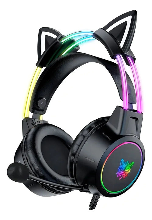 Headset Gamer Profissional Onikuma X15 Pro Com Orelhas Preto Luz Rgb