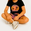 Conjunto Camiseta Manga Curta e Shorts Malwee Sunset Feminino - Preto