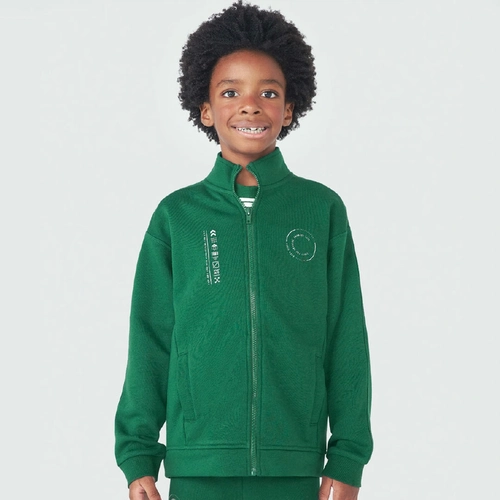 Jaqueta Moletom Peluciado Gola Alta Good Vibes Verde Hering - Masculina