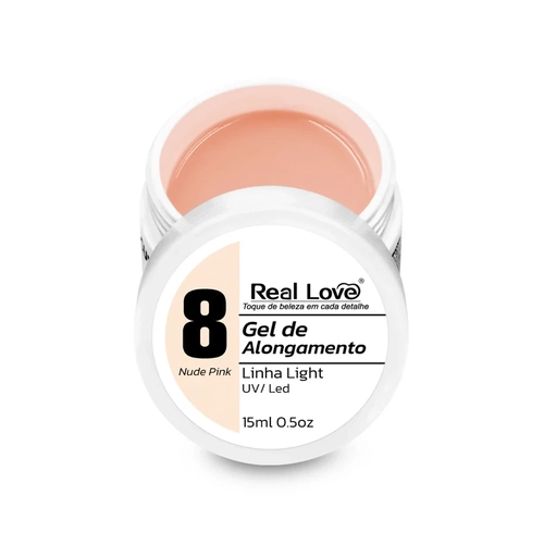 Gel de Alongamento para Unhas Linha Light 15ml - Real Love N8 Nude Pink