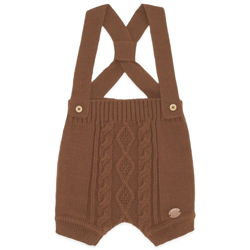 Jardineira Curta Tricot - Marrom Masculino