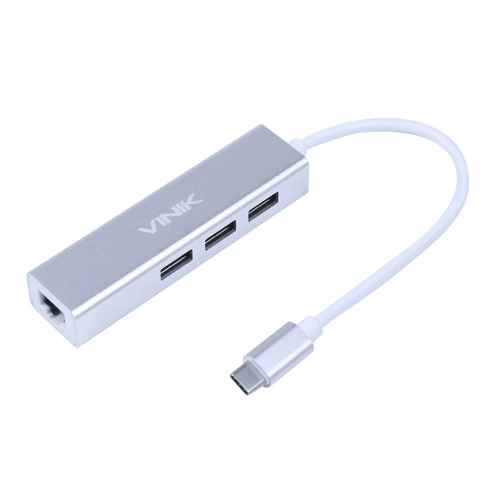 Hub Usb-C Tipo-C Para USB 3.0 + Rj45 1000Mbps Gigabit Vinik - HC-4RJ