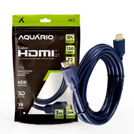 Cabo Hdmi Aquario 2.1 8k 3d 19 Pinos 3 Metros - 8k3