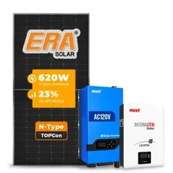 Gerador Off Grid 2,48kWp - ERA SOLAR 620Wp - MUST LHP 5kW 120V - Bateria 5,1kWh 100Ah