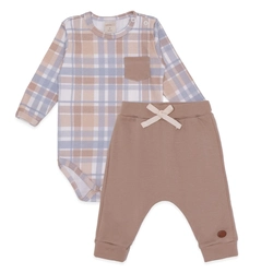 Conjunto Body Manga Longa Xadrez e Calça Suedine Masculino - Brinquedos Masculinos