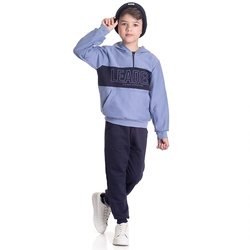 Conjunto Moletom com Capuz Peluciado Leader Azul Randa Mundu - Masculino