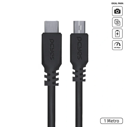 Cabo Usb-c Tipo-c x Mini Usb-b 2.0 Pcyes 1 Metro Preto - Pucmbp-1