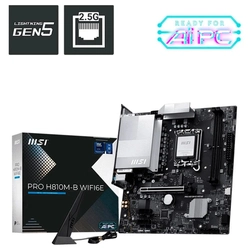 Placa Mãe MSI PRO H810M-B WIFI, Intel LGA 1851, mATX, DDR5, Wi-Fi 6E, Bluetooth, 911-7E64-003