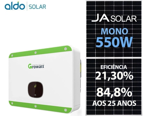 Gerador De Energia Solar Growatt Sem Estrutura Growatt Gf 12,1kwp Ja Deep Blue Mono 550w Mid 15kw 2mppt Trif 380v