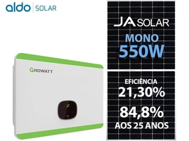 Gerador De Energia Solar Growatt Laje Solar Group Growatt Gf 38,5kwp Ja Deep Blue Mono 550w Mid 30kw 3mppt Trif 380v