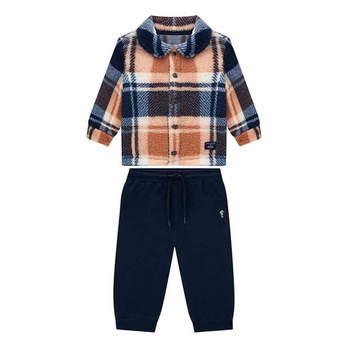 Conjunto Jaqueta em Pelo Tedy Onda Marinha - Masculino