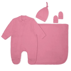 Kit Saída Maternidade Liso Pink Mescla Baby - Feminino