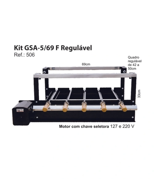 Kit Giratório Simples  Gsa 5/69 com 5 Espeto Linha F40 Regulável
