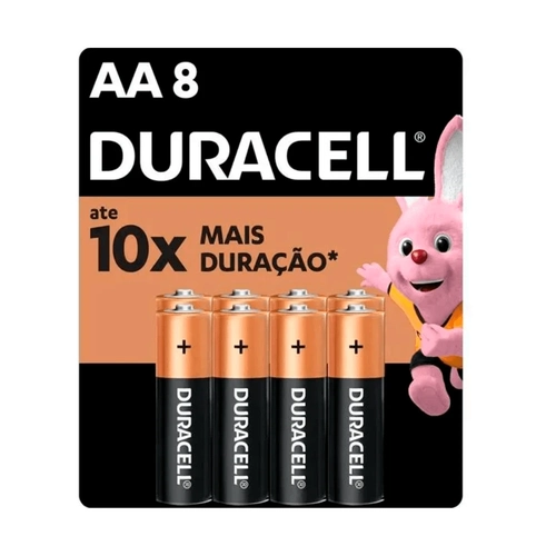 Pilha Alcalina AA  Pequena 8 Unidades Duracell
