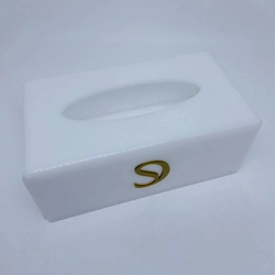 Caixa Luvas/Papel/máscara branca - Logo alto relevo inicial ou desenho