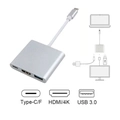 Adaptador 3 Em 1 Type-c Macho P/ Usb 3.0 / Hdmi E Type-c Fêmea - Hc-03
