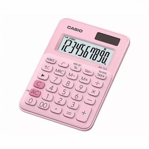 Calculadora de Mesa Casio 10 Dígitos Com Cálculo de Horas Rosa Ms-7uc-pk-n-dc