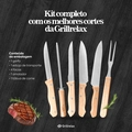 Kit Churrasco Aço Inox 8 Peças Com Estojo Resistente Facas Amolador Garfo Tábua de Carne Grillrelax