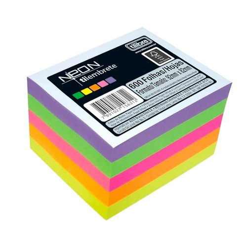 Post it Tilembrete Neon 600 Folhas Coloridas Tilibra