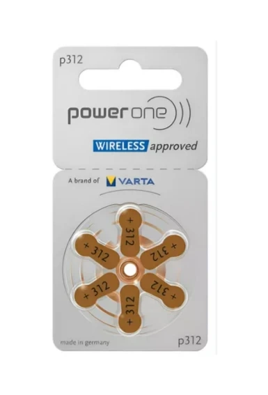 Bateria Auditiva 312 - Power One 1,45V. cartela com 6 unidades.