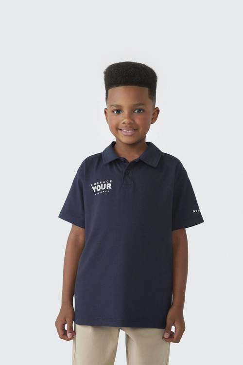 Camiseta Polo Marinho Estampa Hering - Masculina