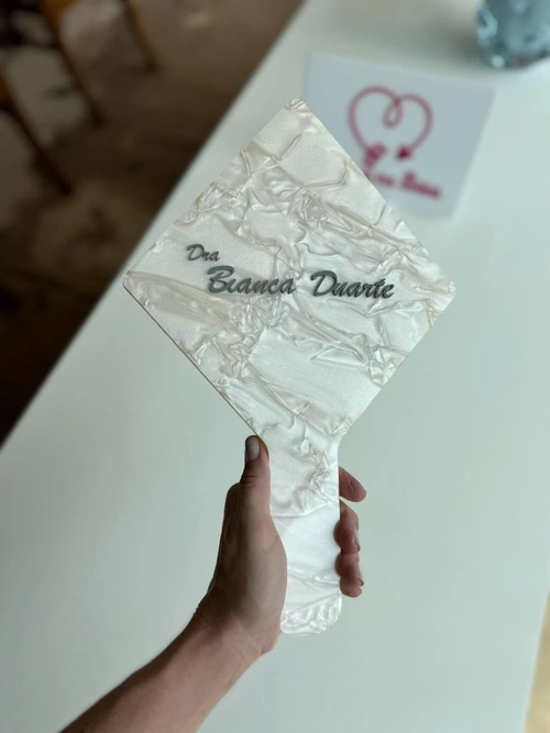 Espelho Perolado - Logo alto relevo inicial ou desenho