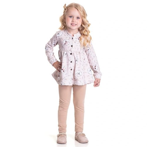 Conjunto Casaco Botão e Legging Bege Randa Mundu - Feminino