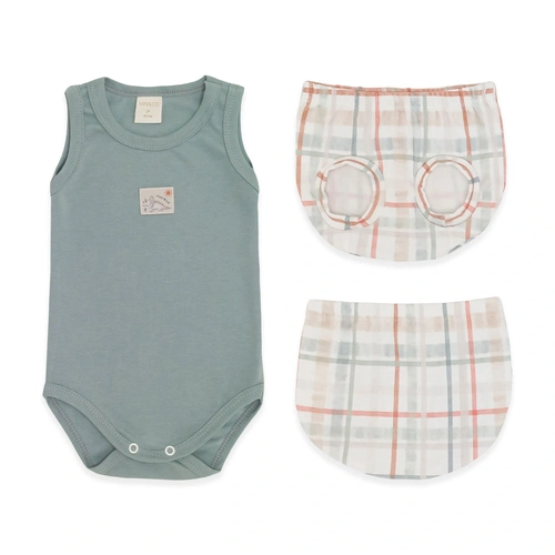 Conjunto Body Regata e Cobre Fralda Masculino – Dino