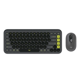 Kit Teclado e Mouse Logitech Pop Icon Cinza e Verde Sem Fio - 920-013056