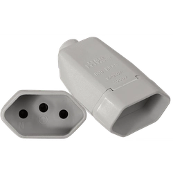 Plugue Fêmea Prolongador 2P+T 10A 250V Branco NBR14136