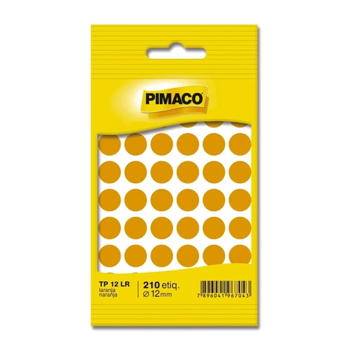 Etiqueta Adesiva TP-12 12mm Laranja - Pimaco