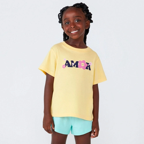 Pijama Manga Curta Amor Amarelo Hering - Feminino