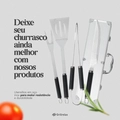 Kit Churrasco 5 Peças Aço Inox Com Maleta de Transporte Aluminio Faca Espatula Garfo e Pegador Grillrelax