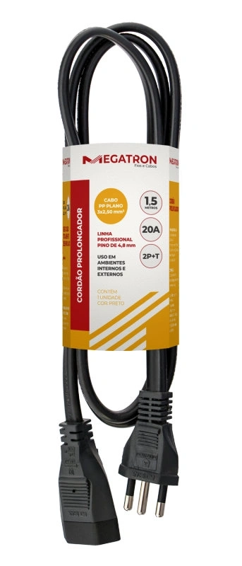 Extensão Cabo Pp 3x2,50mm 1,5 Metros Preta 419