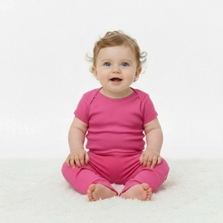 Body Manga Curta 100% Algodão Taita - Rosa Choque