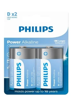 Pilha D grande Philips c/2 unid. Alcalina