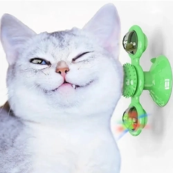 Brinquedo Giratório Interativo Verde para Gatos com Bolinha Pet