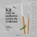 Kit Churrasco Garfo e Faca Cabo Madeira Longo Inox Alta Qualidade Grillrelax