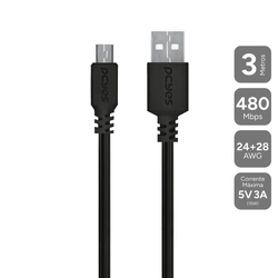 Cabo Micro Usb para Usb a 2.0 - Preto - 3 Metros - Pmuap-3